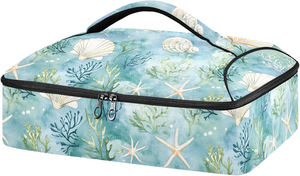 Casserole Carrier Insulated Yellow Lemon Blue Bows Dish 9x13 with Lid Party Travel Warmer Bag for Hot or Cold Food Lasagna Pizza Holder Tote - Colors B