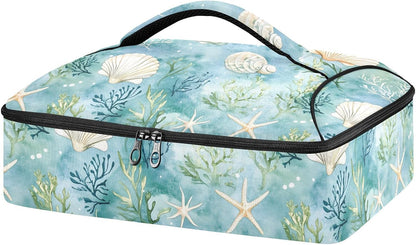 Casserole Carrier Insulated Yellow Lemon Blue Bows Dish 9x13 with Lid Party Travel Warmer Bag for Hot or Cold Food Lasagna Pizza Holder Tote - Colors B