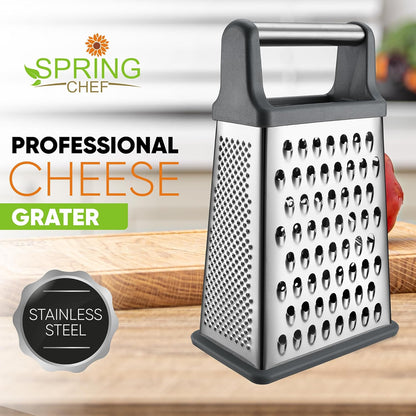 Spring Chef Stainless Steel XL Cheese Grater for Kitchen, Green