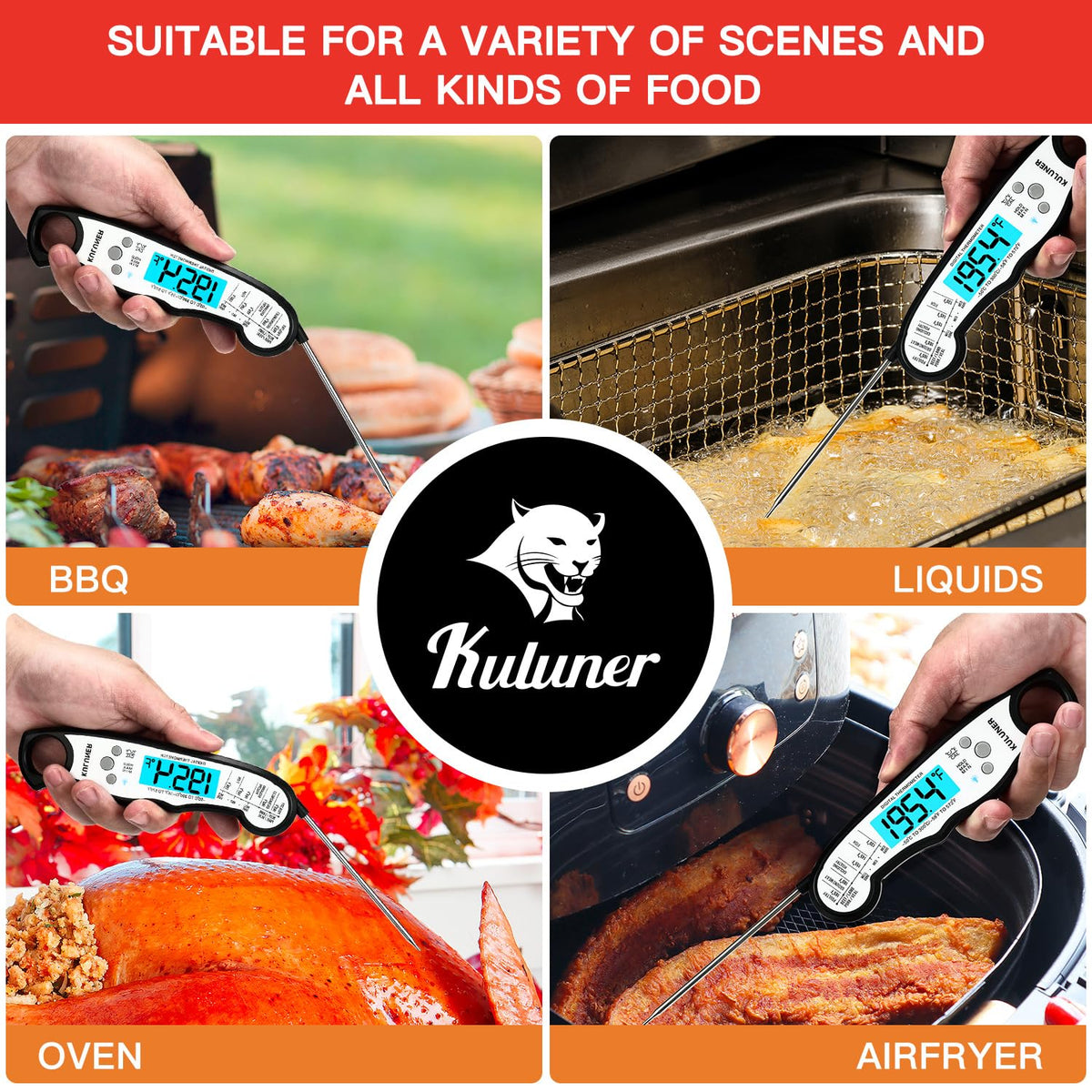 KULUNER Digital Instant Read Meat Thermometer for Cooking, Food,Grill