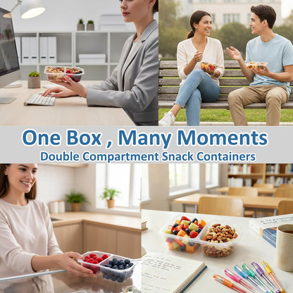 10 OZ Reusable Snack Containers with Lids & New Snack Pack Containers-Double Compartment Meal Prep Containers,Compartment Condiment Containers,Perfect for Bulk Meal Prep & On-the-Go (10 Sets)