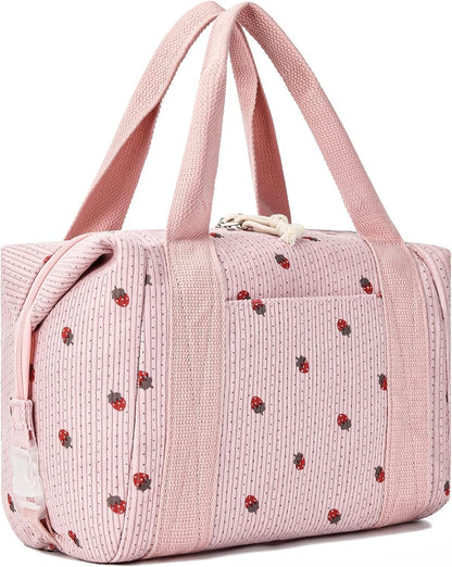 HowFly Lunch Bag Women Lunch Box for Women Cute Corduroy Insulated Lunch Bag Adult Large Cooler Lunch Tote Bags for Work Picnic Beach, Blue