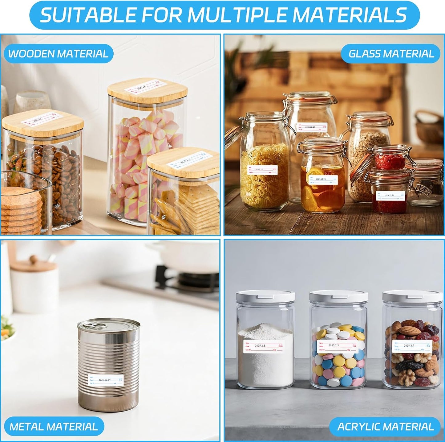 1000 Pcs Removable Freezer Labels with Perforation Line, 1x3 Inch Waterproof Oil Resistant Food Storage Stickers, No Residue Easy Peel Date Content Labels for Kitchen Containers, Jars, Restaurants