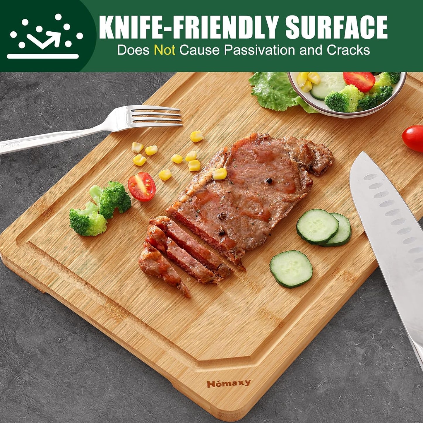 Homaxy Extra Large Bamboo Cutting Boards for Kitchen, 18x12.5" Wood XL Cutting Board with Juice Groove, Butcher Block Wooden Chopping Board for Kitchen, Meat, Cheese, Fruit & Vegetables - Pre Oiled
