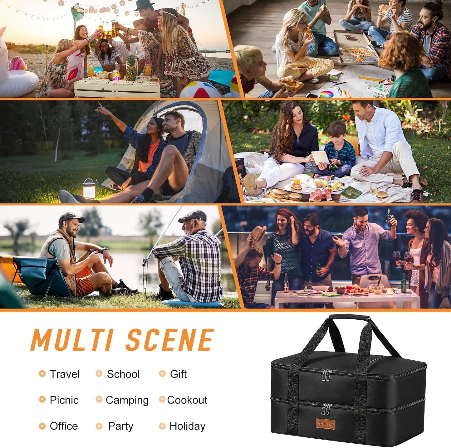 Insulated Casserole Carrier 9x13 Inch, Durable Nylon, Leak-Proof Casserole Dish Carrier, Casserole Carriers for Hot or Cold Food (Christmas)