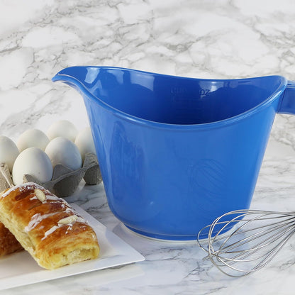 Batter Bowl With Pour Spout, Non-Slip Base,Space Saving Detachable Handle with Lid, 2 QT Heavy Duty BPA-Free Microwave & Dishwasher Safe (Fresh Lemons)