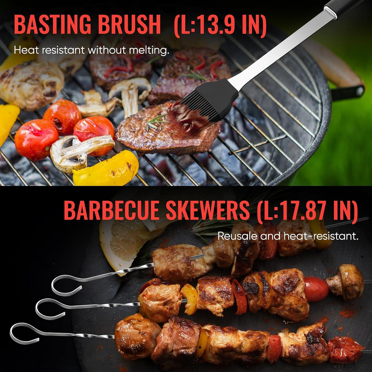 11 Pcs Grill Tools Set,BBQ ＆ Grilling Accessories Outdoor Barbecue Utensils