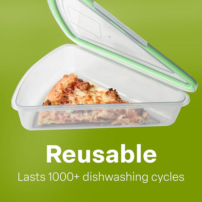 MyGo Container Large To-Go 3-Compartment Food Containers, Pack Of 3, 9-3/8" X 9-3/8" X 2-1/2", Reusable, Microwave Safe, NSF Certified, Smoke/Green