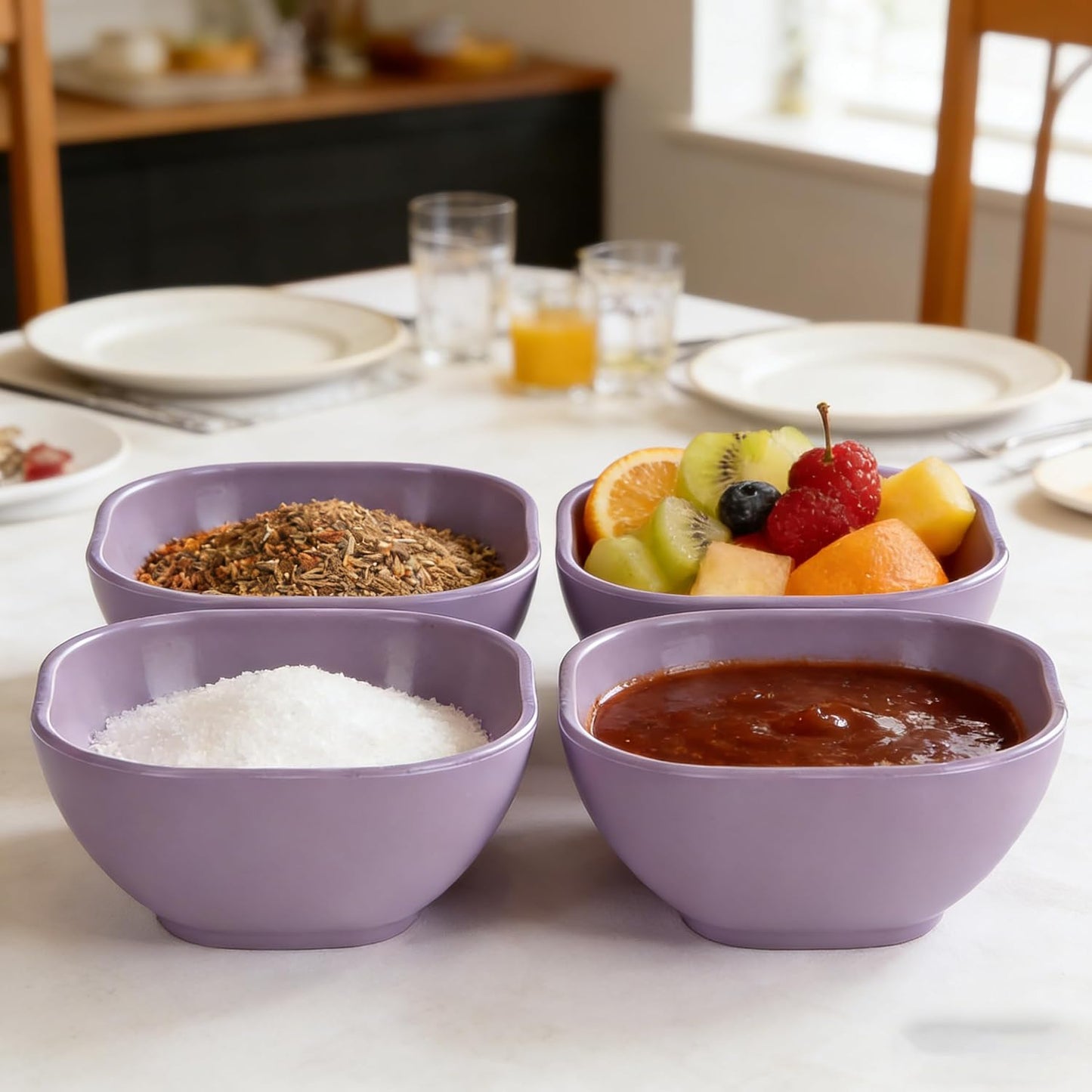 4 Piece Dipping Bowls Set, Small Spice Bowls for Sauce, Soy Sauce Dishes for Sushi, Dessert & Snack Portion Control, Dishwasher Safe Prep Bowls for BBQ Baking, 60ml (2 oz), PP Plastic, Pink
