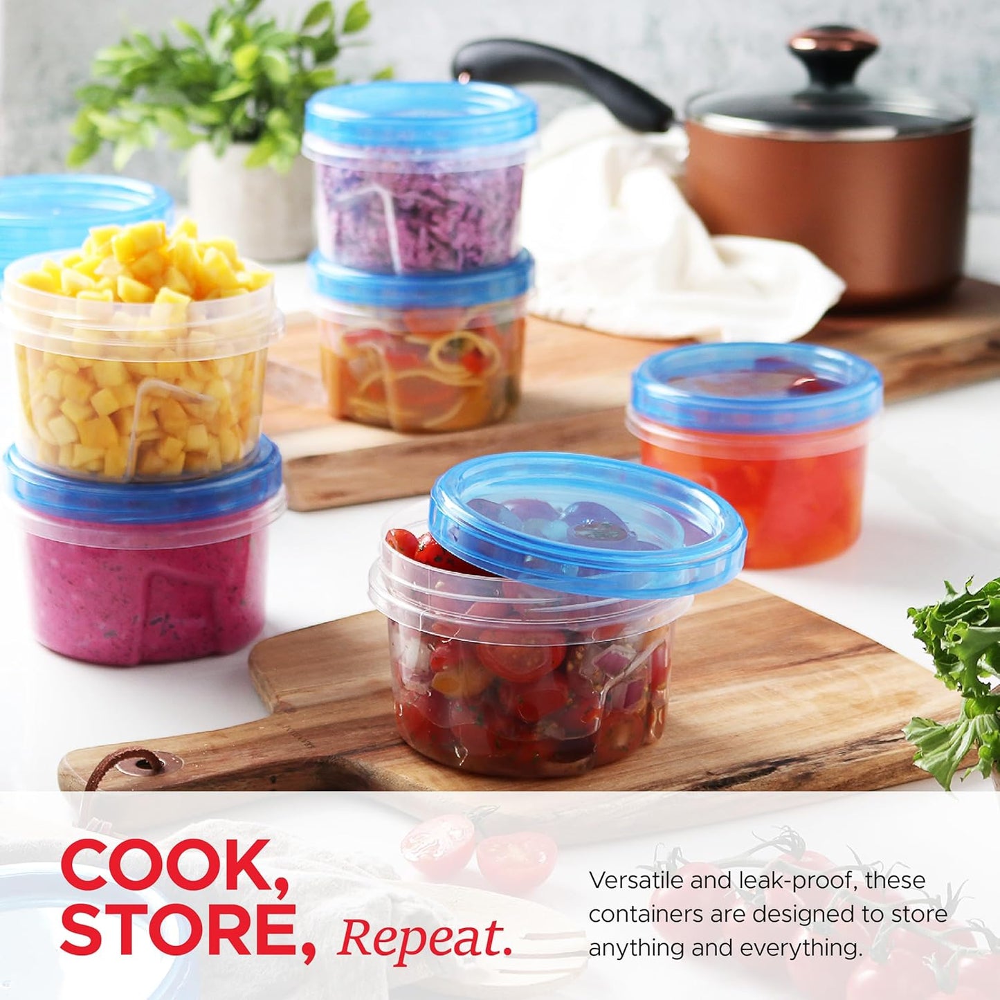 Tafura 10 Pack Leakproof Freezer Containers for Food with Twist Top Lids - 32 Oz BPA Free Reusable Plastic Soup Containers with Screw On Lids - Ideal for Meal Prep, Leftovers & Pantry Organization