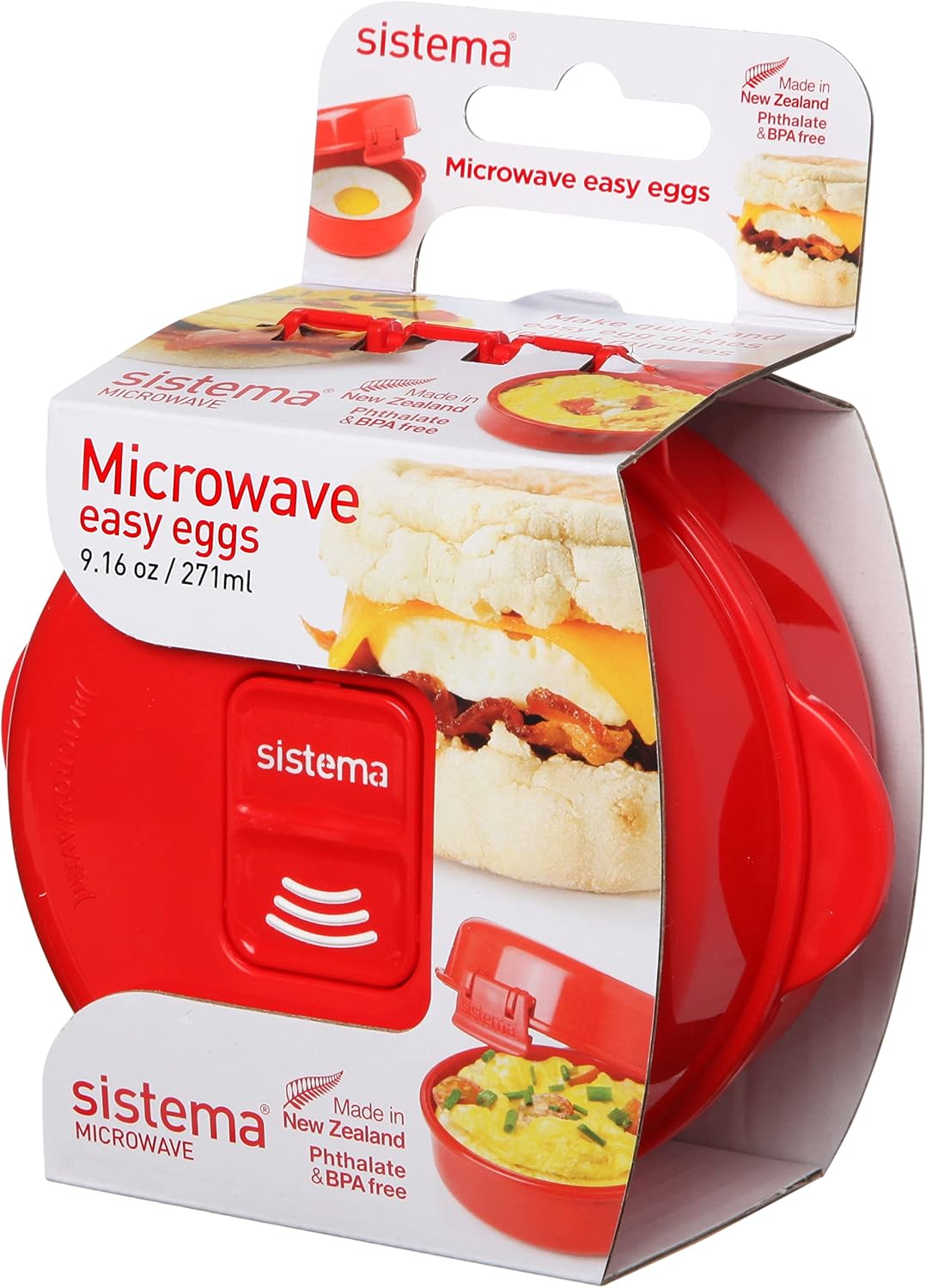 Sistema Easy Eggs Microwave Egg Cooker 270 ml Egg Poacher with Steam Release Vent BPA-Free Red 1 Count