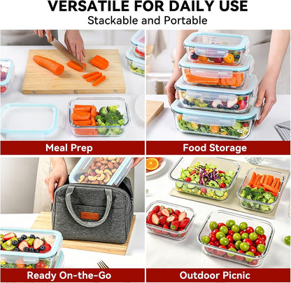 GEHE 4 Pack Large Glass Storage Containers with Airtight Lids, 78/52/36/22oz Glass Meal Prep Food Storage Containers for Baking, Storing, Leakproof, BPA Free, Microwave/Freezer/Dishwasher Safe