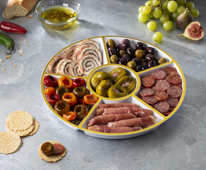 Plasticpro 6 Sectional Round Plastic Serving Tray/Platters Clear Pack of 2