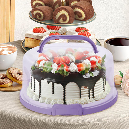 10 Inch Portable Cake Stand Carrier Holder with Lid and Handle Round Cake Storage Containers Cupcake Plastic Cake Cover Holder for Transport Red