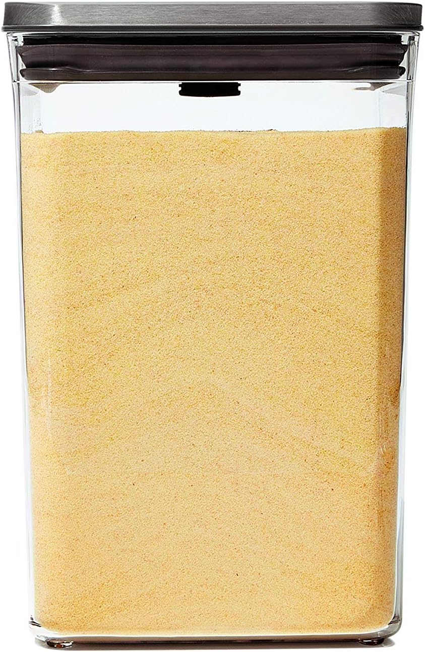 OXO Steel POP Container Big Medium Square - 4.4 Qt for Flour, Sugar and More,Grey