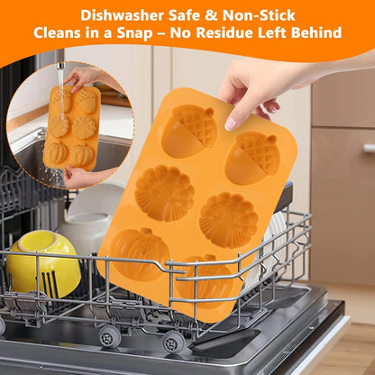 3-Pack 6-Cup Silicone Muffin Pans, Nonstick Cupcake Baking Molds, Muffin Cupcake Pans Molds for Baking, BPA/PFA-Free, Dishwasher & Oven Safe Pumpkin