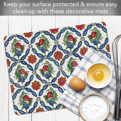Cut N' Funnel Eat Fresh Designer Flexible Cutting Board Mat 15" x 11.5" Made in the USA Decorative Flexible Easy to Clean