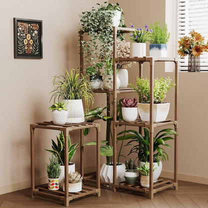 Bamworld Plant Stand Indoor Plant Shelf Outdoor Wood Plant Rack