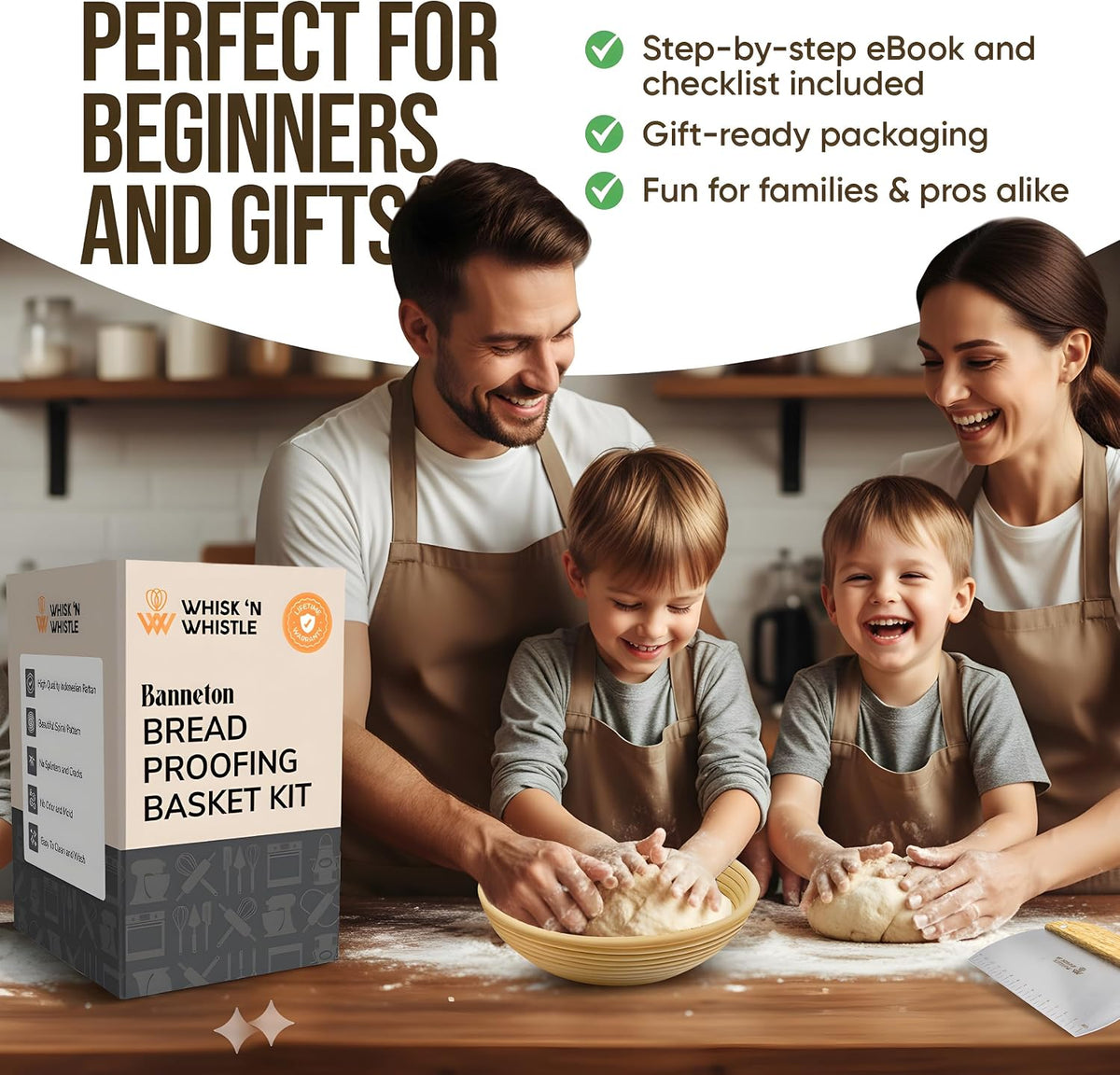 Banneton Bread Proofing Basket Set, 2 x Round 9 Inch Bread Proofing Baskets