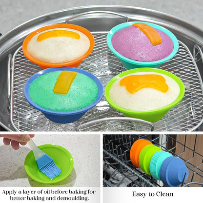 Webake Silicone Cupcake Baking Cups Set of 8, Air Fryer Muffin Pan Jumbo Muffin Liners Reusable Large Individual Muffin Tin, 3.5 Inch Mini Cake Pan Salad Dressing Container, BPA Free