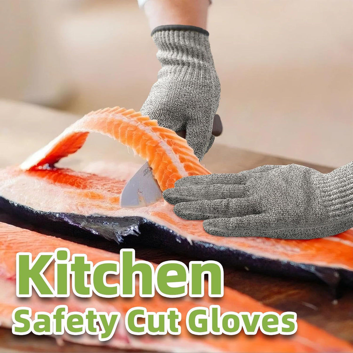 Schwer SlicePro ANSI Cut Resistant Gloves, Food Grade Cutting Glove for Kitchen Food Prep, Mandoline Gloves for Meat Cutting, Oyster Shucking, Fish Fillet Processing, PR1501-G, L