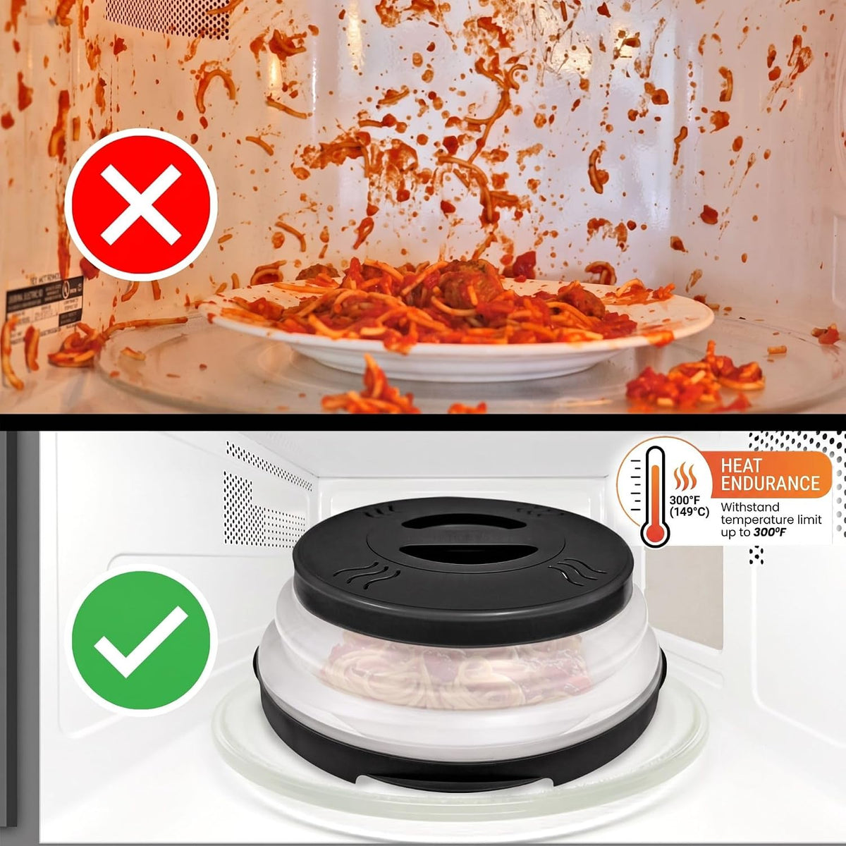 HOVER COVER Magnetic Microwave Splatter Cover - 12-Inch Collapsible - Gray