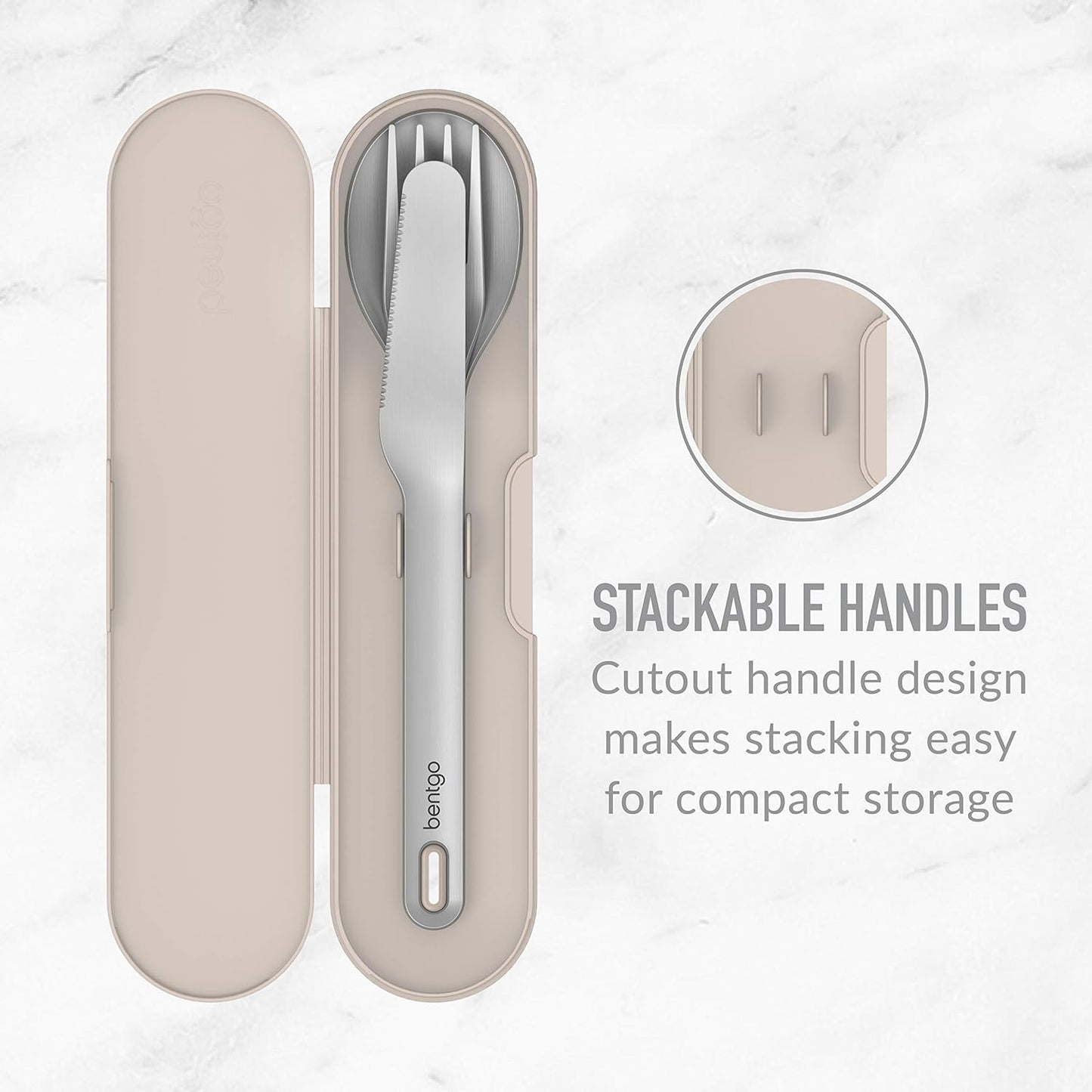 Bentgo Stainless Travel Utensil Set - Reusable 3-Piece Silverware Set with Carrying Case, High-Grade Premium Steel, BPA-Free Case, Eco-Friendly - Ideal for Travel, Camping, and Office Use (Gray)