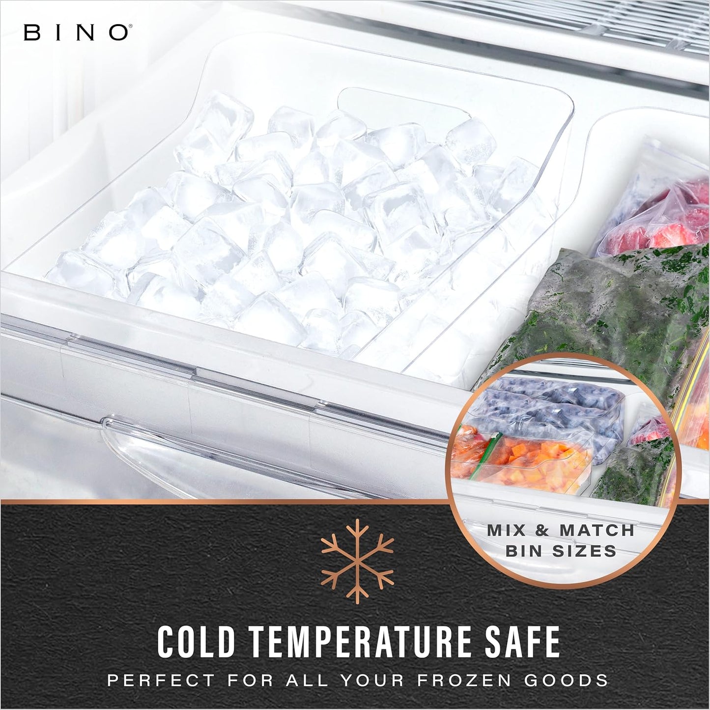BINO | Plastic Storage Bins, Large - 2 Pack, Clear | THE SOHO COLLECTION | Pantry Organizers and Storage Containers | Fridge Organizer Bins | Kitchen Cabinet Organizer | Medicine Cabinet Bin