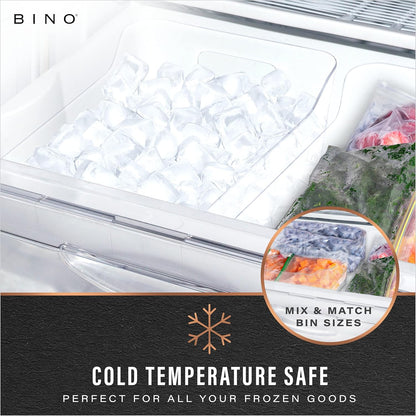BINO | Plastic Storage Bins, Large - 2 Pack, Clear | THE SOHO COLLECTION | Pantry Organizers and Storage Containers | Fridge Organizer Bins | Kitchen Cabinet Organizer | Medicine Cabinet Bin