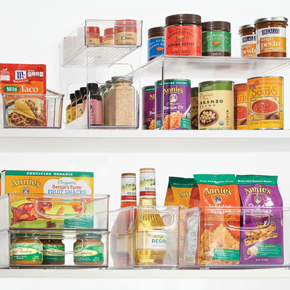 iDesign Plastic Stackable Pantry Bin - Storage Bin with Handles for Cabinets or Fridge - Set of 2 - Clear
