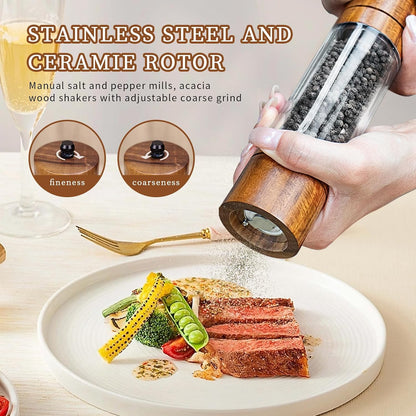 XWXO Salt and Pepper Grinder Set -8 Inches-Pack of 2 Premium Acrylic Manual