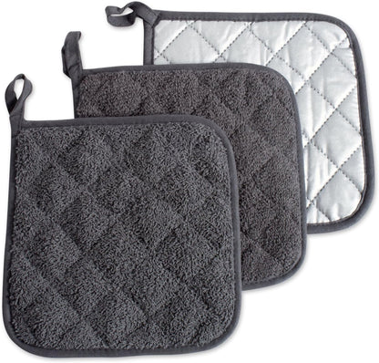 DII Basic Terry Collection Quilted 100% Cotton, Pan Handle, Nautical Blue