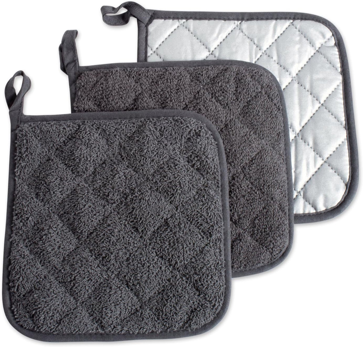 DII Basic Terry Collection Quilted 100% Cotton, Potholder, Nautical Blue