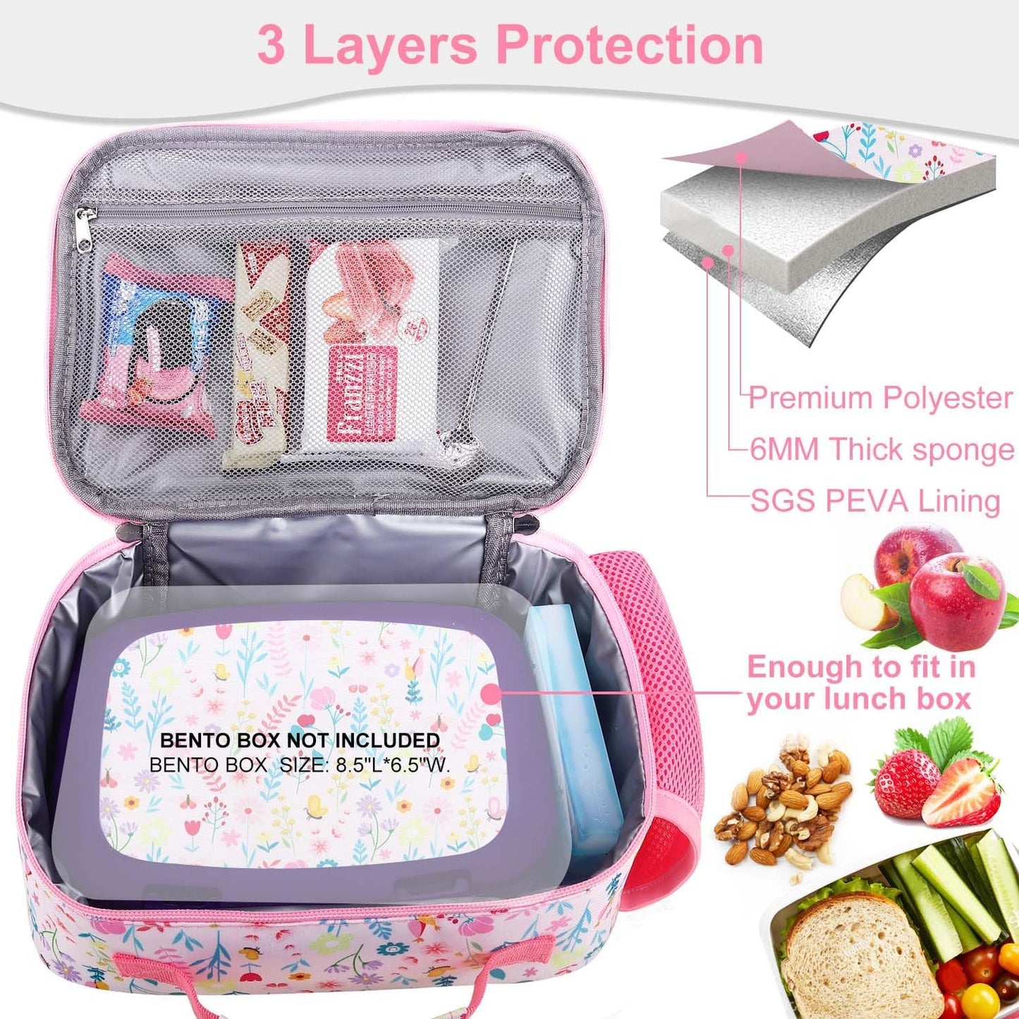 RHCPFOVR Kids Lunch Bag - Insulated Lunch Box for Boys Girls,Washable Lunch Bag and Reusable Toddler Leak-proof Lunchbox for School and Daycare - Colors B