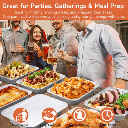 Aluminum Pans with Clear Lids 9x13-10 Pack Aluminum Foil Pans, Heavy Duty Disposable Pans for Cooking, Baking, Meal Prep, Parties & Food Storage