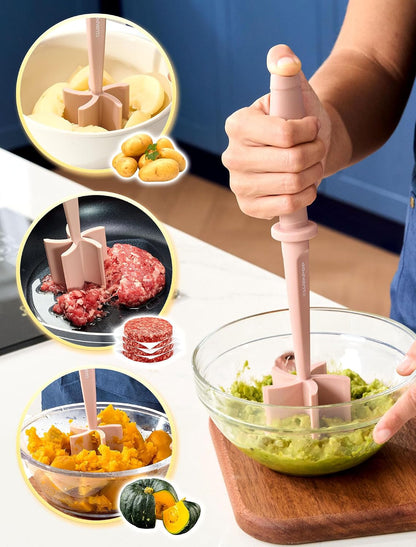 Meat Chopper for Hamburger, CLUEAPOP Premium Heat Resistant Masher and Smasher for Ground Beef, Nylon Ground Beef Chopper Tool and Meat Fork, Non Stick