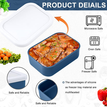 8 PCS 1 Cup Silicone Freezer Molds with Lid, 500ML/17OZ Silicone Soup Freezer Molds Meal Prep Containers Reusable Food Preserving Tray Ice Trays for Soups Sauces Stews (blue, Small)