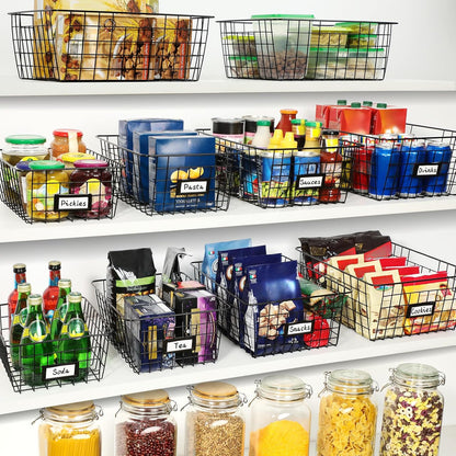 6 Pack Wire Baskets for Pantry Organization and Storage, Kitchen Organizer, 2 XXLarge & 2 XLarge & 2 Large