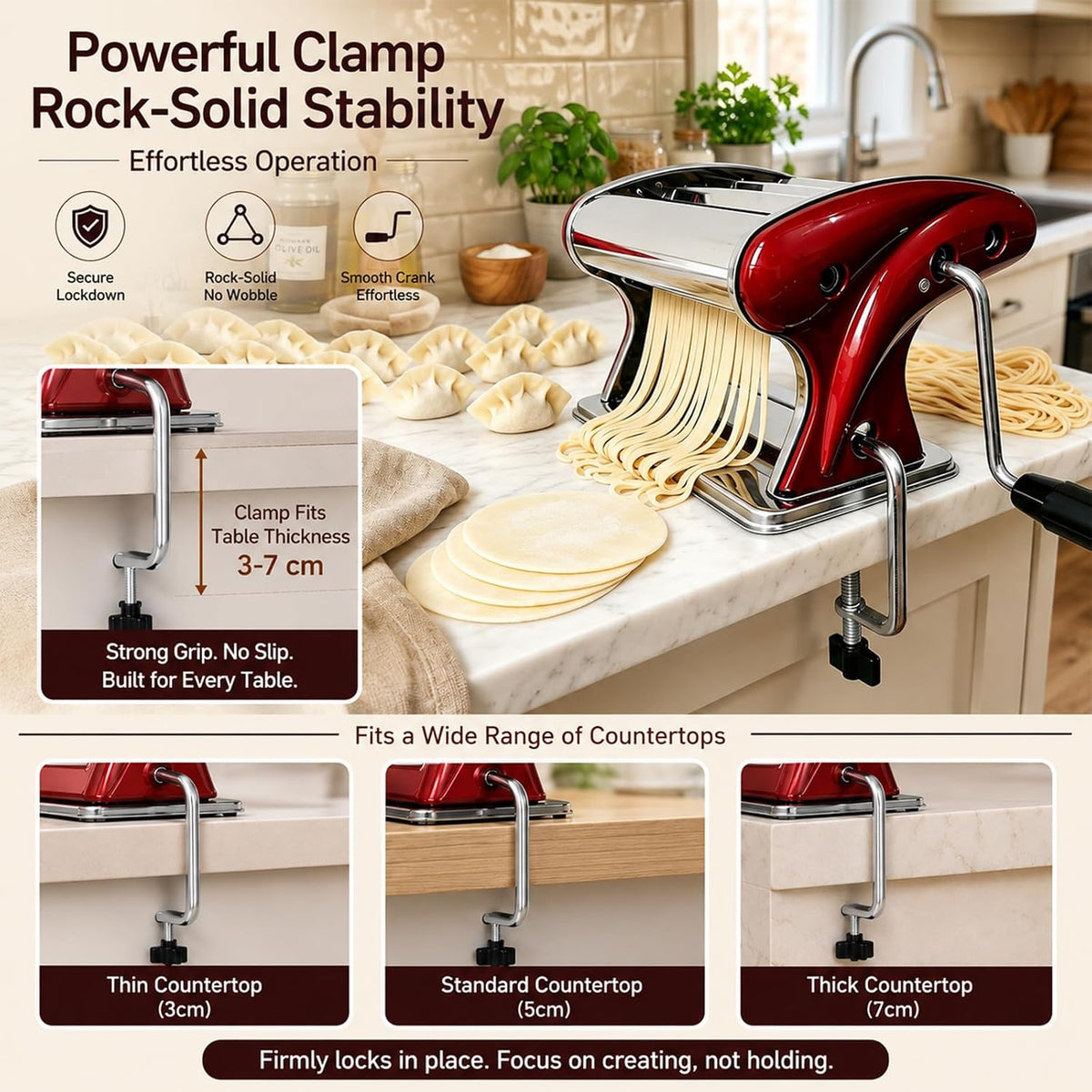 XINGYUEXUAN Pasta Maker Machine, Manual Noodle Maker, 2mm & 4mm Cutters