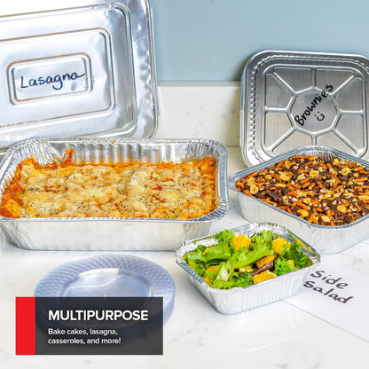 Stock Your Home 9x13 Aluminum Trays with Lids (10 Pack) – Disposable Half Size Deep Pans for Cooking, Storage, BBQ, Grilling, Catering