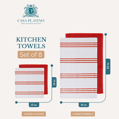 Casa Platino Potholders for Kitchens, 8-Piece – 500°F Heat Resistant Oven Mitts and Pot Holders, Mini Oven Mitt with Silicone Grip, 2 Kitchen Towels & 2 Dish Cloths – Durable & Non-Slip – Canyon Rose