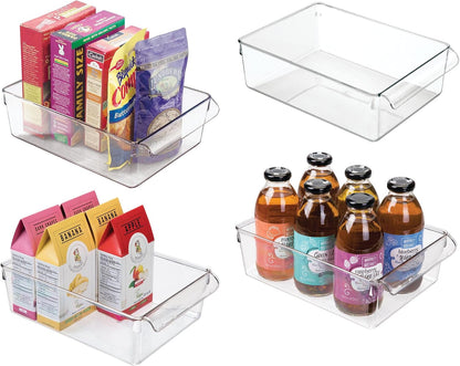 iDesign Fridge Storage Bin with Handle, Set of 2, Clear | Fridge Tray, For Cheeses and Snacks