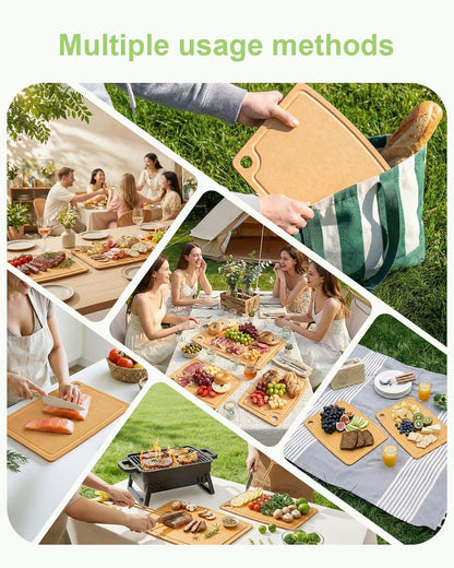 3PCS Wood Fiber Cutting Board - Dishwasher Safe Cutting Boards for Kitchen Set of 3 Composite Wood Chopping Boards with Juice Groove, Non-Slip Feet & Lightweight Eco-Friendly for Indoor/Outdoor Used
