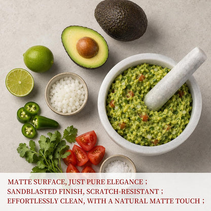 Koville Luxury Marble Mortar and Pestle Set, 7"-4cups Grinder Bowl for Guacamole, Salsa, Pill Crusher, Spice, Herb, Garlic, Nut, Heavy Duty Grinder for Kitchen