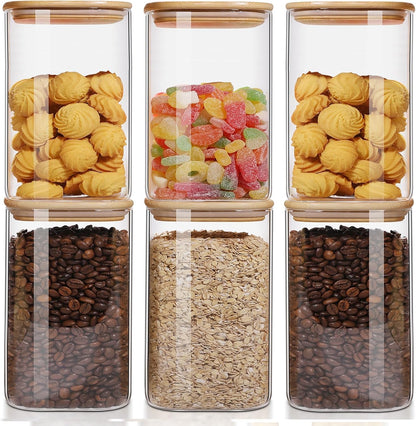 8-Piece 36oz Glass Meal Prep Container Set Clear Glass Food Storage Containers Set, Airtight Food Storage Containers for Coffee, Sugar, Flour, Spices, BPA-Free