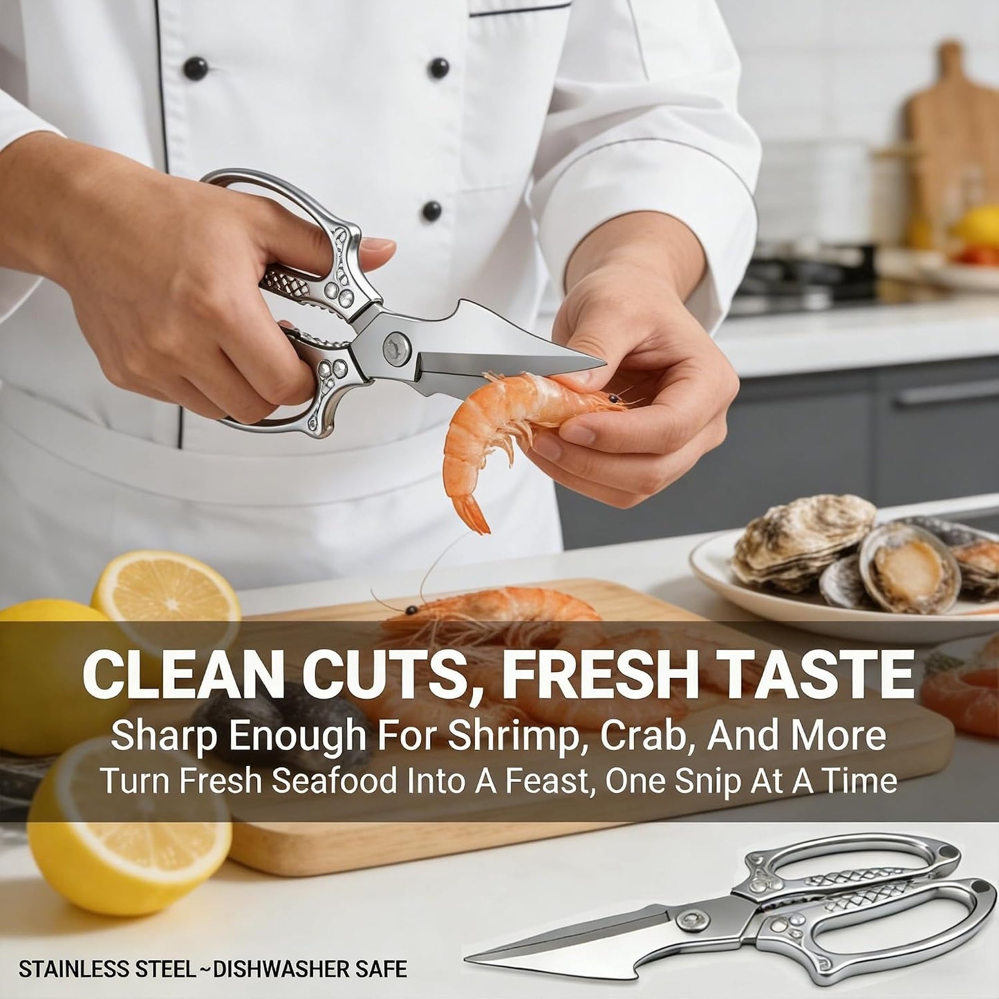 Multifunctional Heavy Duty Kitchen Shears,Kitchen Scissors for Food, Kitchen Shears for Cutting Chicken,Japanese High-Carbon Steel Culinary Poultry Shears, for Chicken,Meat,Fish,Bone Cutting(Silver)
