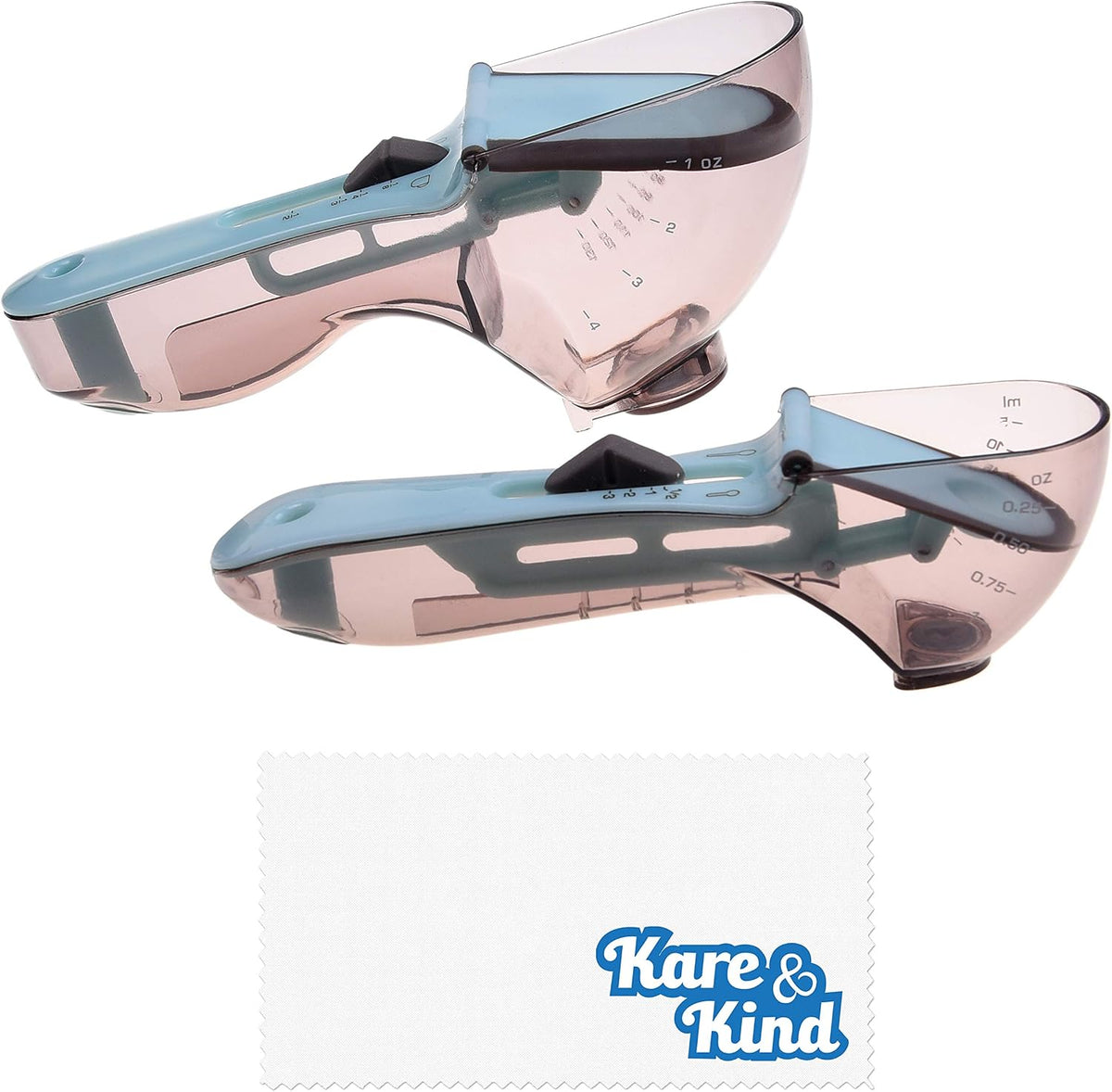 Kare & Kind 2x Adjustable Measuring Cups/Spoons - Large and Small - Imperial and Metric - Oz, Ml, Cups, Tbsp, Tsp - Adjustable Space Saving Kitchen Tool for Cooking and Baking - Wet and Dry