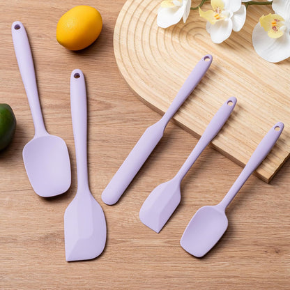 Silicone Spatula Set, 5 Piece Food Grade Rubber Spatulas for Baking, Cooking, and Mixing High Heat Resistant Non Stick Dishwasher Safe BPA-Free (Multicolor)