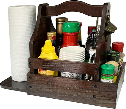 Grill Caddy for Outdoor Grill, BBQ Caddy with Paper Towel Holder and Beer Bottle Opener, Essential for Camping, Picnic Condiment and Kitchen Organizer, Gifts for Men and Women, Grilling Lovers
