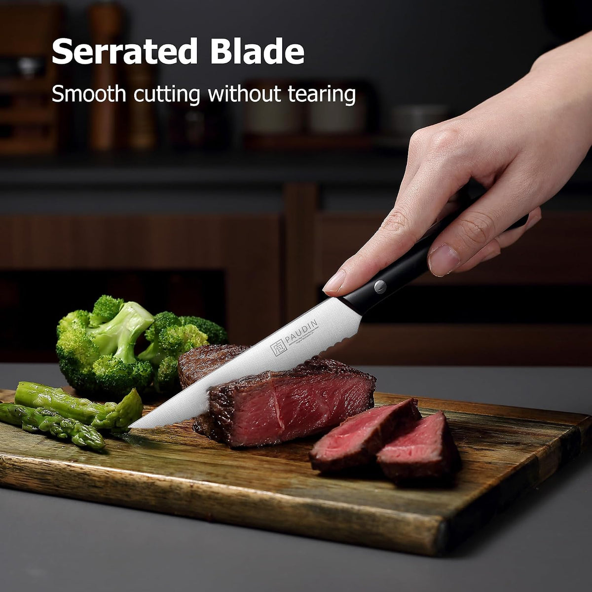 PAUDIN Cheese Knife, 5” Serrated Knife for Block Cheese,Sharp Tomato Knives